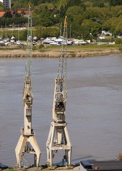 cranes in the harbor