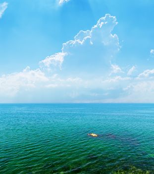 beautiful seascape, cloudy sky and sea