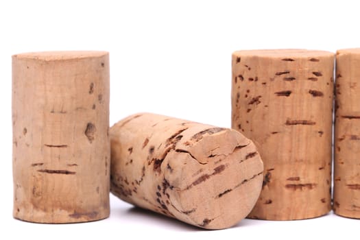wine corks set isolated on white close-up on the white background