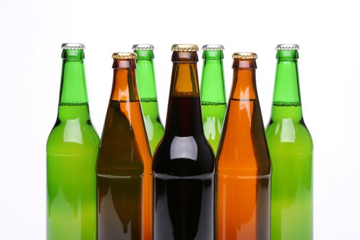 Closed bottles of beer isolated on a white background