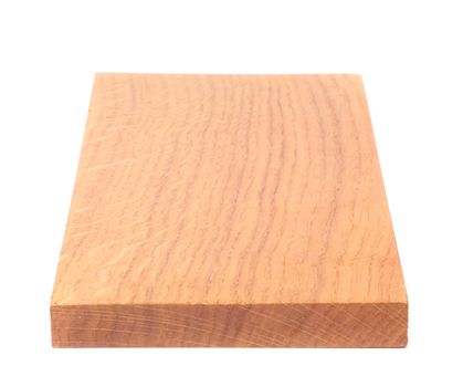 A wooden plank close-up is located on the white background