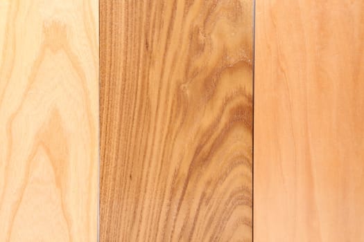 Three wooden plank close-up are located on the white background