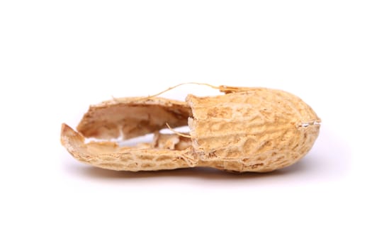 A peel of peanut close-up on the white background