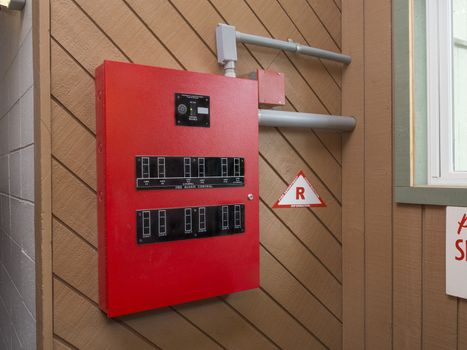 Fire alarm control panel in apartment complex