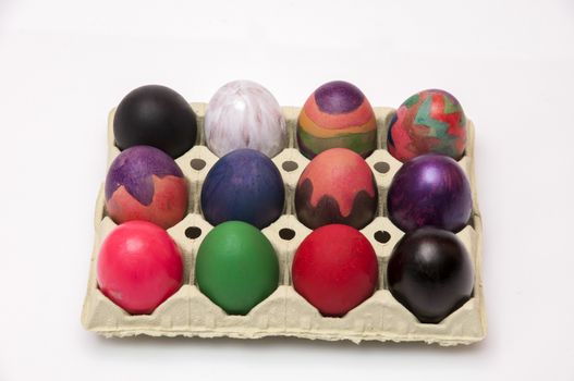 Easter eggs of many colors and patterns