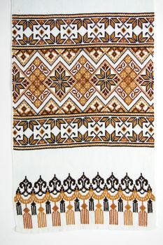 embroidered good by cross-stitch pattern. ukrainian ethnic ornament