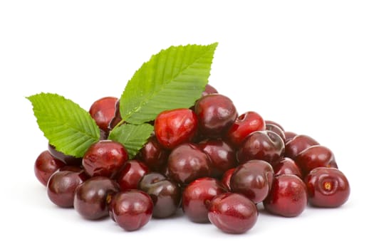 fresh cherries on white background