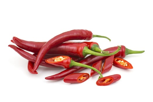 chili peppers on white background
