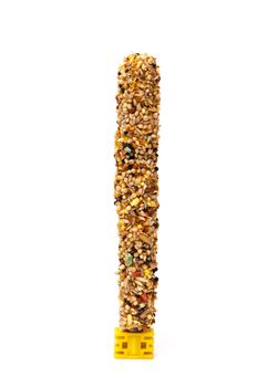 food for parakeets stick on white background
