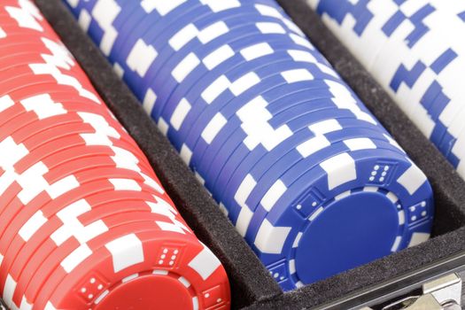 Set of poker chips, closeup