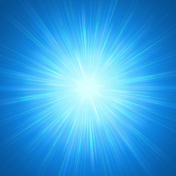 abstract background, blue star with shining light rays