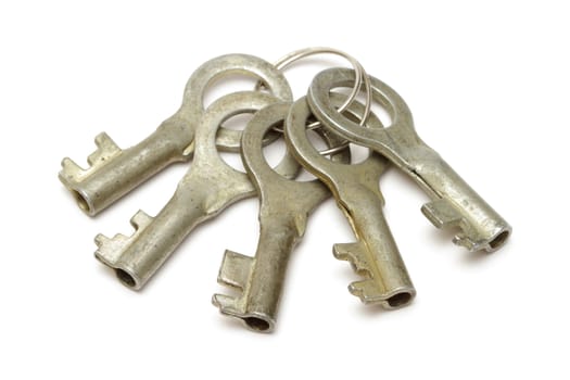 Bunch of keys isolated on white