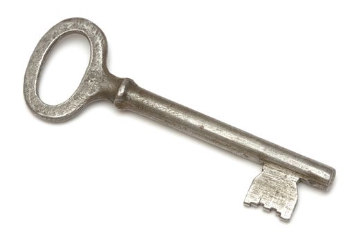 Metallic key isolated on white background