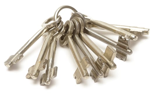 Bunch of keys isolated on white