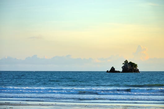Island in the sea with cloudy sky background in Ranong, Thailand