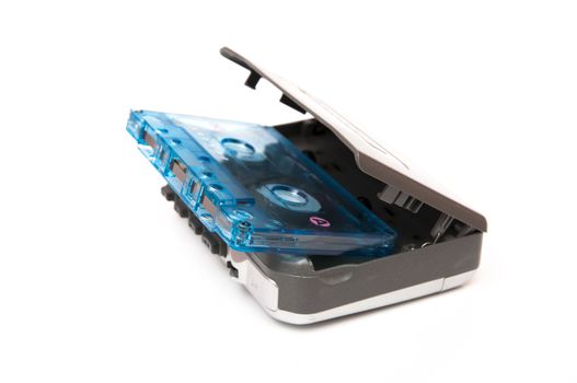 tape walkman with music on a white background
