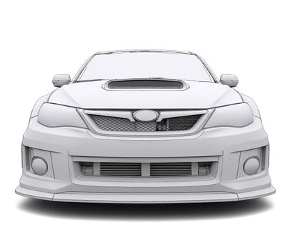 Car rendering in lines. Isolated render on a white background