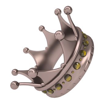 Bronze crown decorated with yellow sapphires. Isolated render on a white background