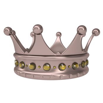 Bronze crown decorated with yellow sapphires. Isolated render on a white background