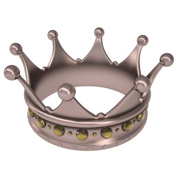 Bronze crown decorated with yellow sapphires. Isolated render on a white background