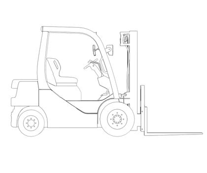 Tractor rendering in lines. Isolated render on a white background