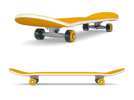 Orange skateboard. Isolated render on a white background