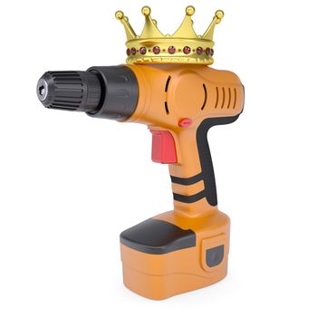 Orange screwdriver and a crown. Isolated render on a white background
