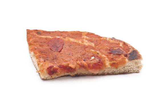 sicilian traditional pizza "sfincione" isolated on white 