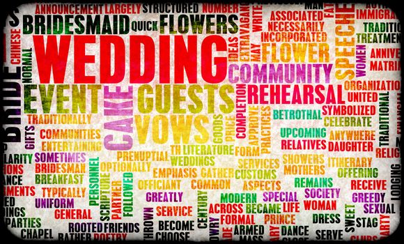 Wedding Day With Cake and Guests Concept