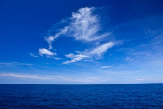 Beautiful blue sky with cloud  and blue ocean
