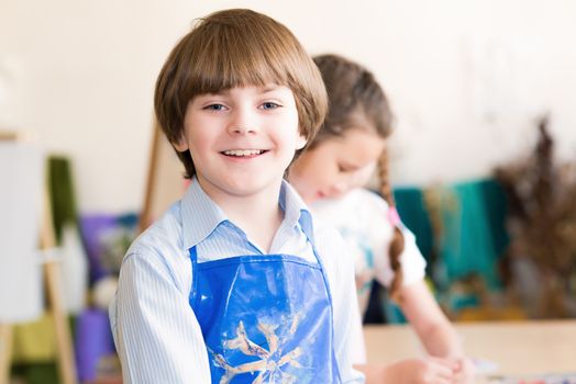 Portrait of a boy, the children learn in art school