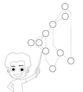 cartoon drawing of pointing chart social network