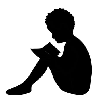 Illustration of boy reading in the book