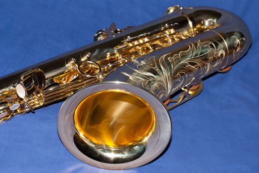 Saxophone on blue background