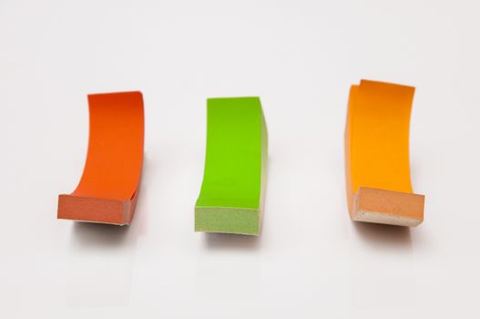 colored paper on a white background