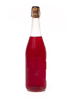bottle of red wine on a white background