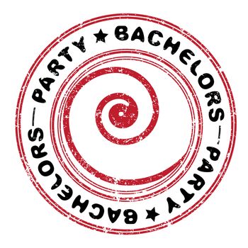 Bachelors party abstract grungy stamp isolated on white
