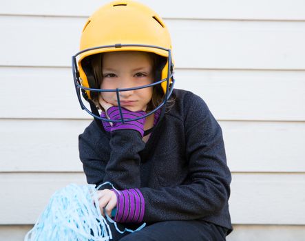 children cheerleading pom poms girl sad relaxed yelow baseball helmet