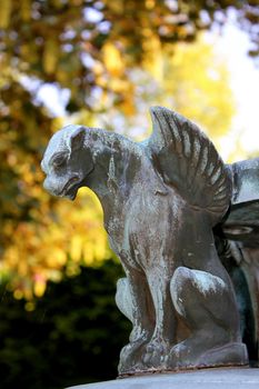 A small gargoyle on a sunny day at Forest Lawn Cemetery, Buffalo, New York, USA