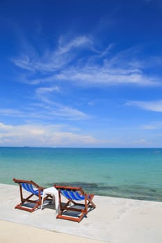 chairs on the white sand beach of Koh Samet in Rayong province, thailand