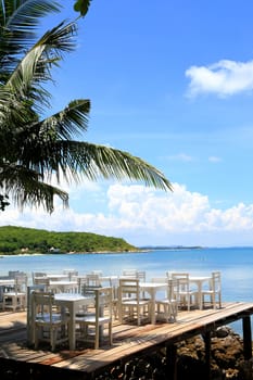 chairs on the white sand beach of Koh Samet in Rayong province, thailand