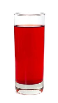 Glass of cherry juice isolated on white background
