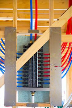 plumbing manifold system PEX tubing for house water distribution