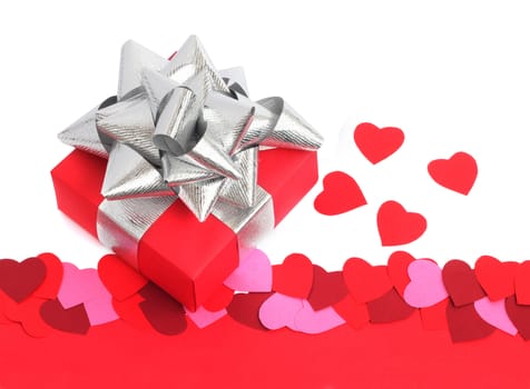 Valentines day background with gift and copy space