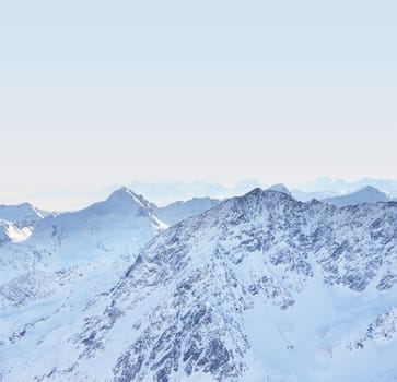 Winter alpine mountains covered with snow