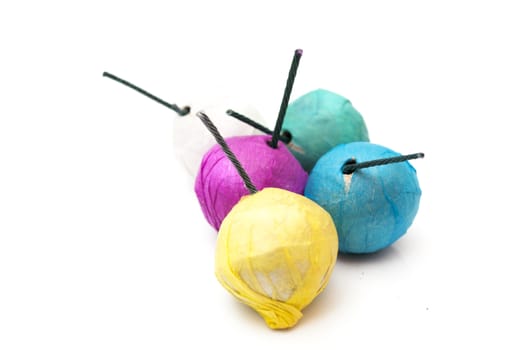 colorful fireworks on white background