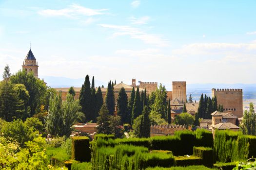 Panoramic view on ancient city of Alhambra