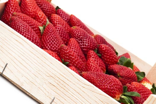 box of strawberries on a white background