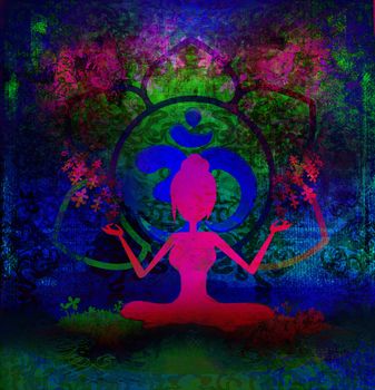 Yoga lotus pose - abstract background