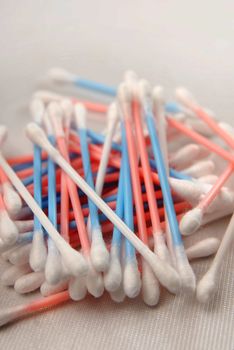 Heap of colored cleaning sticks for removal of earwax